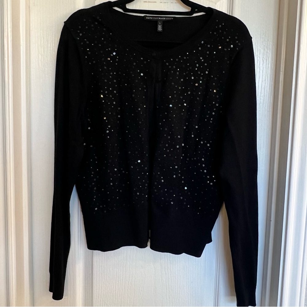 White House Black Market - Black Cardigan with Black Sequins